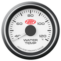Genuine SAAS Performance Water Temp 40 > 120 Deg C 52mm Analog Gauge White Face 4 Colour