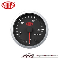 Genuine SAAS Boost Streetline Series 52mm 2" 0>20 PSI Gauge Black Face Colour Diesel