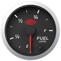 Genuine SAAS Streetline Series Fuel Level Gauge 52mm / 2" Black Face 7 LED Backlight Colours