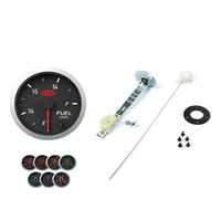 Genuine SAAS Streetline Series Sender Unit & Fuel Level Gauge 52mm / 2" Black Face 7 LED Backlight Colours
