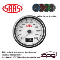Genuine SAAS Speedometer SG31631 Speedo 0-220 Kph 3 1/2" 90mm in Dash White Muscle Series - Digital Read Out Mph or Kph