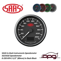 Genuine SAAS Speedometer SG31632 Speedo 0-220 Kph 3 1/2" 90mm in Dash Black Muscle Series - Digital Read Out Mph or Kph