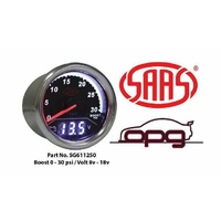 Genuine SAAS Trax Digital Dual Twin Reading Gauge Diesel Boost 0-30 PSI Volts 8-18 Volts