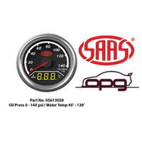 Genuine SAAS Trax Digital Dual Twin Reading Gauge Oil Pressure Analogue 0-140 PSI Water Temp >120 Digital