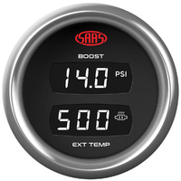 Genuine SAAS Trax Digital Dual Twin Reading Gauge 52mm Diesel Boost 0-30 PSI EGT Pyro 0-900 C