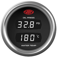 Genuine SAAS Trax Digital Dual Twin Reading 52mm Gauge Oil Pressure 0-140 PSI Water Temp >120 Digital