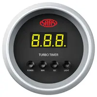 Genuine SAAS SGDTT52BS2 Turbo Timer 52mm 2" Digital Gauge Black Silver Rim Face 4 Color