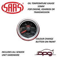 Genuine SAAS SG-OT52BS2 Performance Trans Oil Temp 52mm Analog Gauge Black Face 4 Colour