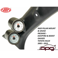 Genuine SAAS Pillar Pod / Gauge Package for Toyota Hilux 2005>2015 Boost & EGT Gauges
