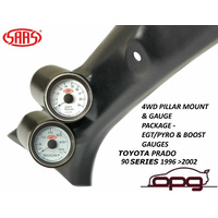 Genuine SAAS Pillar Pod Gauge Package for Toyota Prado 90 Series 96>02 Boost & EGT Gauge