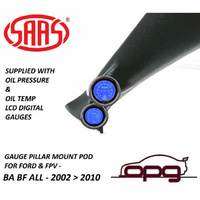 Genuine SAAS Pillar Pod / Gauge Package Suits Ford FPV BA BF Oil Pressure & Oil Temp LCD