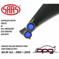 Genuine SAAS Pillar Pod / Gauge Package Suits Ford FPV BA BF Oil Pressure & Volts LCD