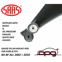 Genuine SAAS Pillar Pod / Gauge Package for Ford FPV BA BF Turbo Boost & Oil Pressure 