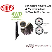 Genuine SAAS Pillar Pod / Gauge Package for Nissan Navara D23 & Mercedes Benz X Class 2015 > Current Boost + EGT White Face Gauges