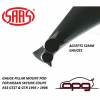 Genuine SAAS Gauge Pillar Pod for Nissan R33 Skyline GTSt GTR for 52mm Gauges Paintable
