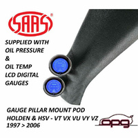 Genuine SAAS Pillar Pod Gauge Kit for Holden HSV VT VX VU VY VZ SS SV6 V6 V8 Oil Temp & Pres