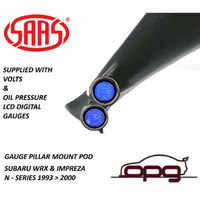 Genuine SAAS Pillar Pod Gauge Package Suits Subaru WRX Impreza N Series 93>2000 Oil Pressure & Volts LCD
