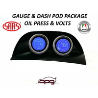 Autotecnica / SAAS Gauge Dash Pod LCD Gauge Combo Voltmeter & Oil Pressure Black for Holden Monaro