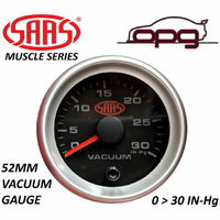 Genuine SAAS Vacuum 52mm 2" 0 > 30 in HG Analog Gauge Black Face Silver Rim 4 Colour