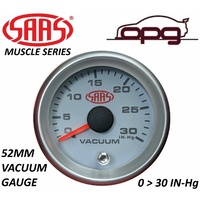 Genuine SAAS Vacuum 52mm 2" 0 > 30 in HG Analog Gauge White Face Silver Rim 4 Colour