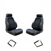Autotecnica Sports Bucket Seats 2 4WD Black Cloth W/Adaptors for Toyota 75 76 77 78 79 Series Landcruiser