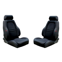Autotecnica Sport Bucket Seats 4X4 4WD Bucket Seats ADR Approved Fits Toyota Landcruiser / Nissan Patrol Models Black Cloth - Pair