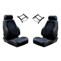 Autotecnica Sports Bucket Seats 2 4WD Black Cloth W/Adaptors for Toyota 80 Series Landcruiser 1990 >1998