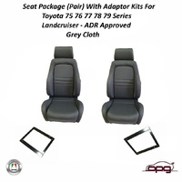 Autotecnica Sports Bucket Seats 2 4WD Grey Cloth W/Adaptors for Toyota 75 76 77 78 79 Series Landcruiser