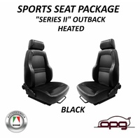AUTOTECNICA Heated Black PU Leather Bucket Seats Pair (2) with Adaptors for Landcruiser 100 Series 1998 > 2007