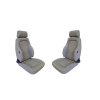 AUTOTECNICA Heated Sports Seats (Pair) PU Leather Grey & Adaptors for Landcruiser 100 Series 1998 > 2007 Models