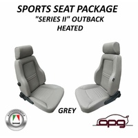 AUTOTECNICA Heated Sports Seats (Pair) PU Leather Grey & Adaptors for Landcruiser 100 Series 1998 > 2007 Models