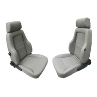 AUTOTECNICA Heated Sports Seats PU Leather Grey & Adaptors for Landcruiser 75 78 79 Series