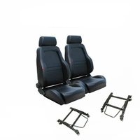 Autotecnica Sports Bucket Seats 2 4WD Black PU Leather W/Adaptors for Toyota 80 Series Landcruiser 1990 >1998