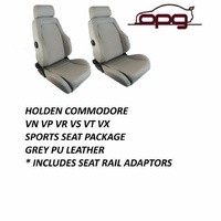 Autotecnica Sports Bucket Seats PU Leather Reclinable Grey for Holden VN VP VR VS VT VX Pair Adr