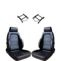 Autotecnica Sports Bucket Seats 2 4WD Black PU Leather W/Adaptors for Toyota 80 Series Landcruiser 1990 >1998