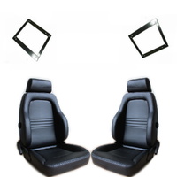 Autotecnica Sports Bucket Seats Series 3 (Pair) 4WD Black PU Leather W/Adaptors for 75 76 78 79 Series Landcruiser