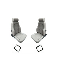 Autotecnica Sports Bucket Seats Series 3 (Pair) 4WD Grey PU Leather W/Adaptors for 75 76 78 79 Series Landcruiser