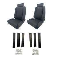 Autotecnica Sports Seats Black Cloth For VB VC VH VK VL VN VP VR VS VT VX VU With Adapter Kits - Pair