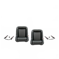 Autotecnica Low / Fixed Back PU Leather Bucket Seats Black W/Rails for VW Beetle Buggy Universal