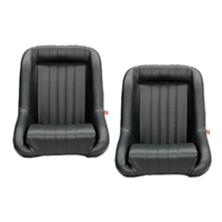 Autotecnica Classic Low Back PU Leather Bucket Seats Car Fixed Back Black Suits Mustang