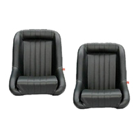 Autotecnica Classic Black PU Leather Low Back Sports Bucket Seats Car or Boat W/Rails