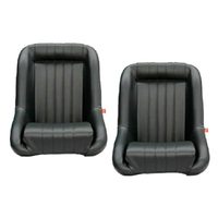 Autotecnica Classic Low Back PU Leather Bucket Seats Car - Fixed Back - Black Hot Rod Pair