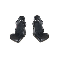 Autotecnica High Back Sports PU Leather Bucket Seats Car Reclinable Universal - Includes Universal Slider / Rails