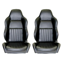 Autotecnica Classic High Back PU Leather Bucket Seats Car Reclinable Black for Jaguar XJ6