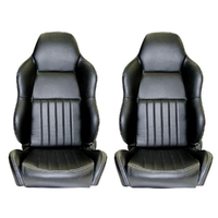 Autotecnica Classic High Back PU Leather Bucket Seats Car Reclinable Black Suits Porsche 928