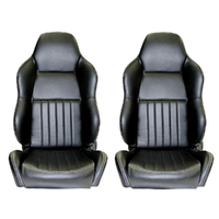 Autotecnica Classic High Back PU Leather Bucket Seats Car Reclinable Black for Lotus Alfa Romeo