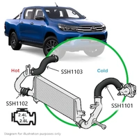 Genuine SAAS SSH1101-KIT 3 Piece Silicone Intercooler Hose and Clamp Kit - For Toyota Hilux 2.4L 2.8L 1GD-2GD (Refer Item Description For Models)