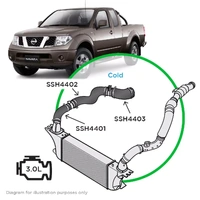 Genuine SAAS SSH4401-KIT Nissan Navara D40 Pathfinder R51 V9X V6 Silicone Intercooler Cold Side 3 Hose Kit (OEM_144635X21A)