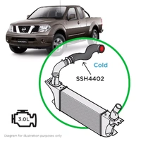 Genuine SAAS SSH4402 For Nissan Navara D40 Pathfinder R51 V9X V6 Silicone Intercooler Cold Side 2nd (Middle) Stage OEM# 144635X21B 