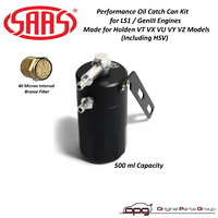 Genuine SAAS ST1012 Black Baffled Oil Catch Can Tank for LS1 GEN3 Engines Holden & HSV VT VX VU VY VZ 500ml Capacity